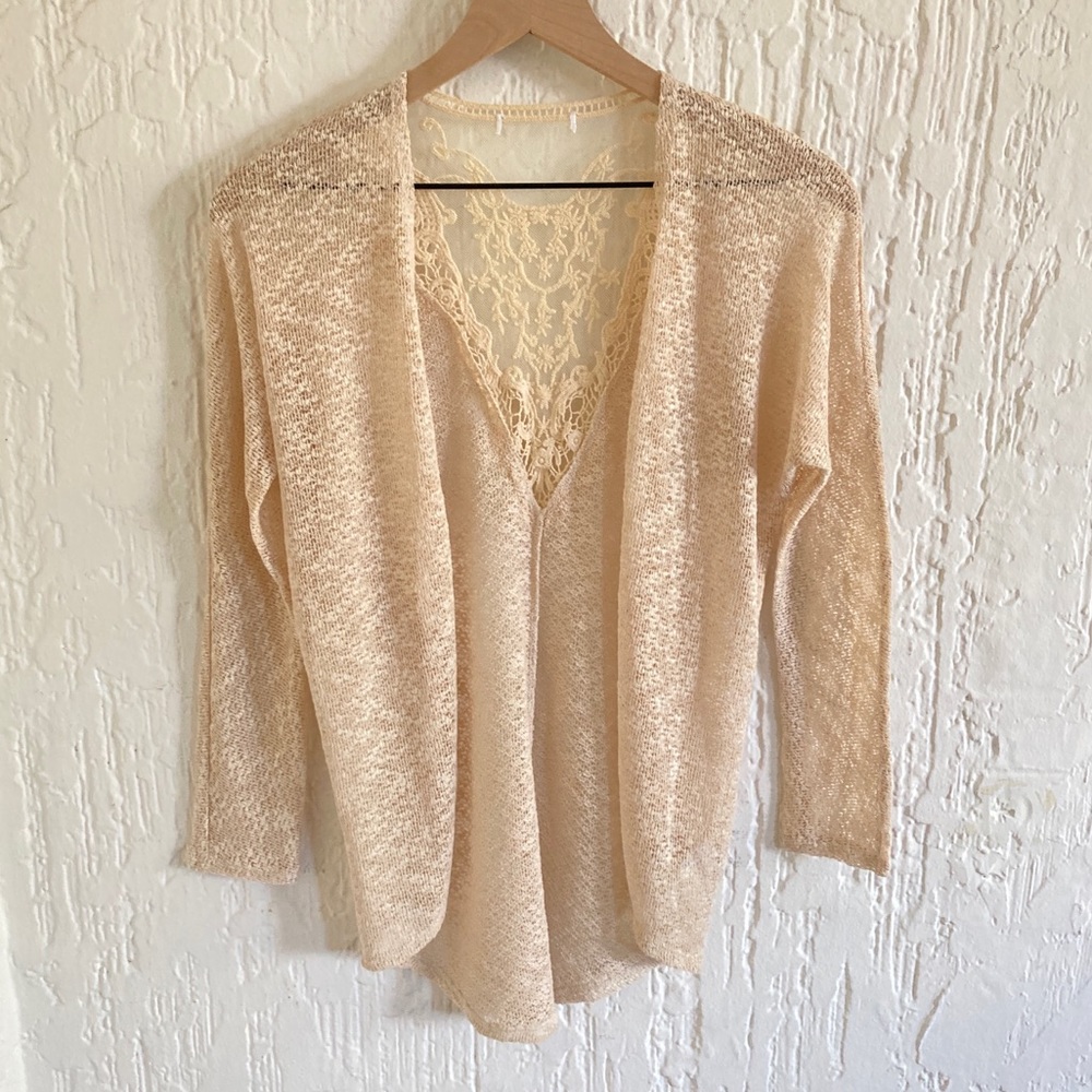 Mossimo Beige Open Knit Light Cardigan Size Small